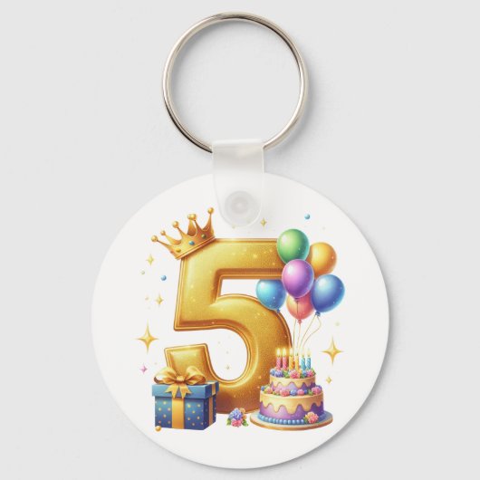Gouden 5e verjaardag sleutelhanger (Voorkant)