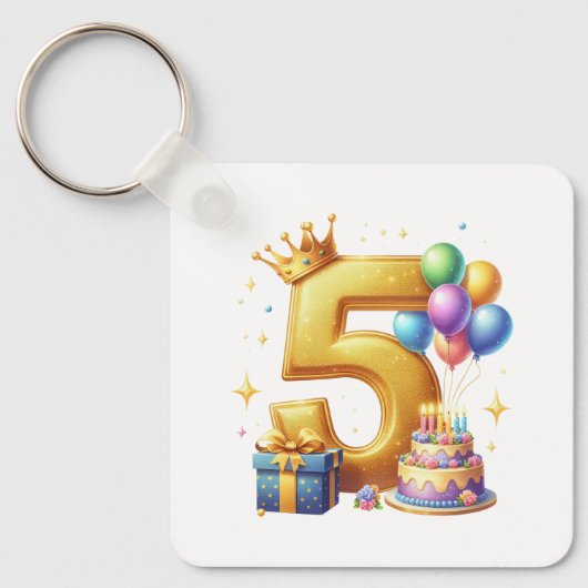 Gouden 5e verjaardag sleutelhanger (Voorkant)