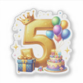 Gouden 5e verjaardag sticker (Voorkant)