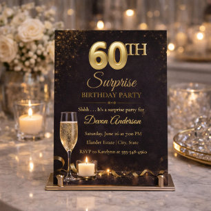 Gouden 60 Verjaardagsuitnodiging Surprise Kaart