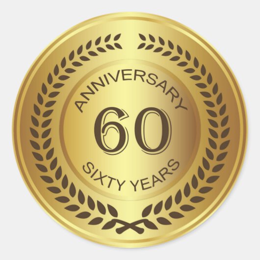 Gouden 60e Jubileum met laurierkrans Sticker (Voorkant)