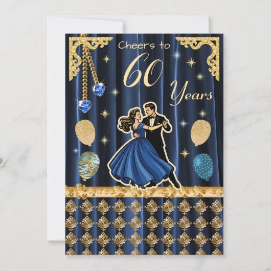 Gouden 60e verjaardag met dansende koppels kaart (Voorkant)