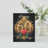 Gouden 60e Verjaardag Roos Elegantie Briefkaart (Staand voorkant)