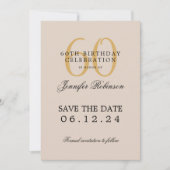 Gouden 60e verjaardagsfeest Save the Date Champagn Kaart (Voorkant)