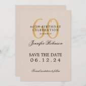 Gouden 60e verjaardagsfeest Save the Date Champagn Kaart (Voorkant / Achterkant)