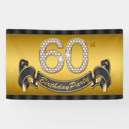 Gouden 60e verjaardagsfeest spandoek (Horizontaal)