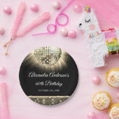 Gouden 60e verjaardagsfeestje 70's Disco Ball Papieren Bordje (Feest)