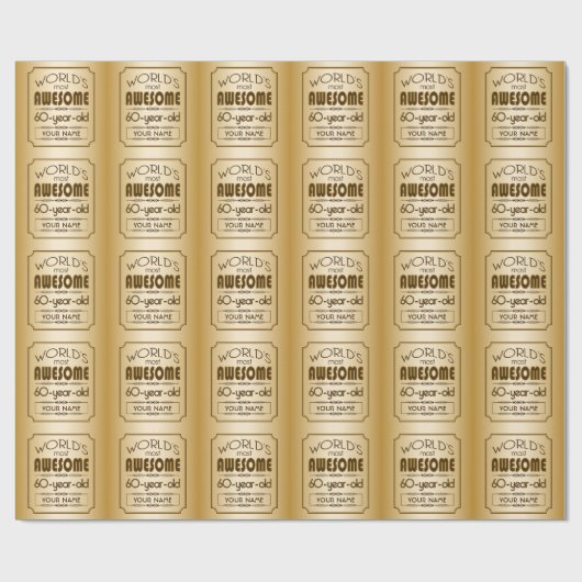 Gouden 60ste verjaardag viering wereld Best Fabulo Cadeaupapier (Vlak)