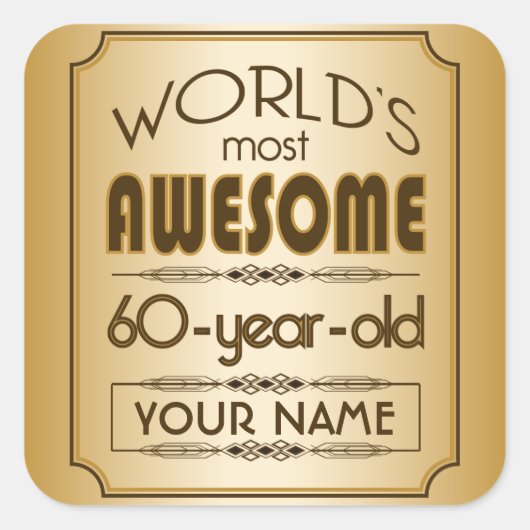 Gouden 60ste verjaardag viering wereld Best Fabulo Vierkante Sticker (Voorkant)