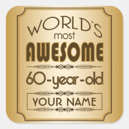 Gouden 60ste verjaardag viering wereld Best Fabulo Vierkante Sticker