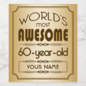 Gouden 60ste verjaardag viering wereld Best Fabulo Wijn Etiket (Enkel label)