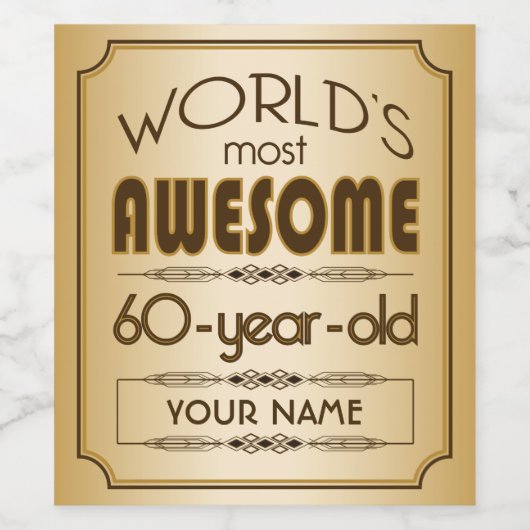 Gouden 60ste verjaardag viering wereld Best Fabulo Wijn Etiket (Enkel label)