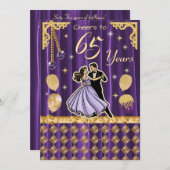 Gouden 65e verjaardag met dansende koppels kaart (Voorkant / Achterkant)