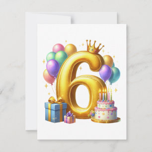 Gouden 6de verjaardag bedankkaart
