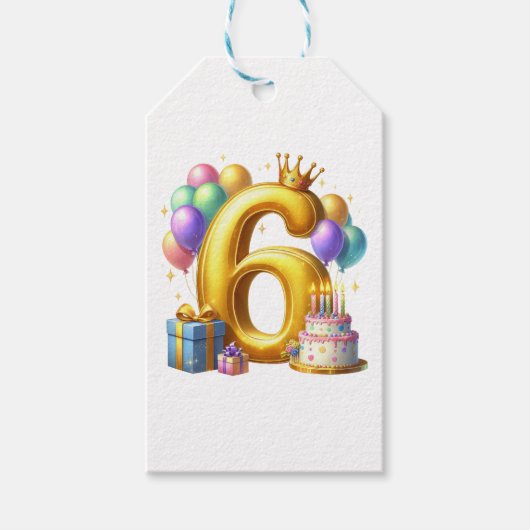 Gouden 6de verjaardag cadeaulabel (Voorkant)