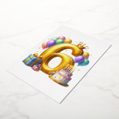 Gouden 6de verjaardag folie uitnodiging (Gedraaid)