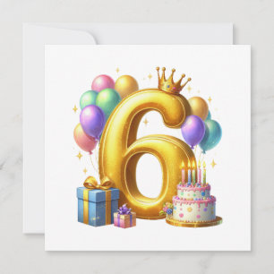Gouden 6de verjaardag kaart