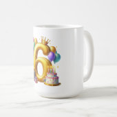 Gouden 6de verjaardag koffiemok (Voorkant rechts)