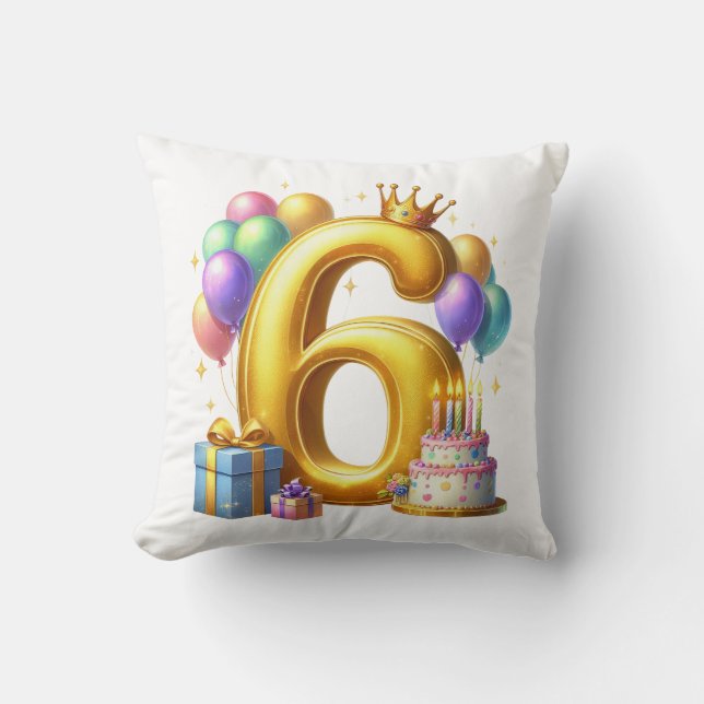 Gouden 6de verjaardag kussen (Voorkant)