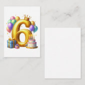 Gouden 6de verjaardag notitiekaartje (Voorkant / Achterkant)
