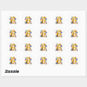 Gouden 6de verjaardag ronde sticker (Vel)
