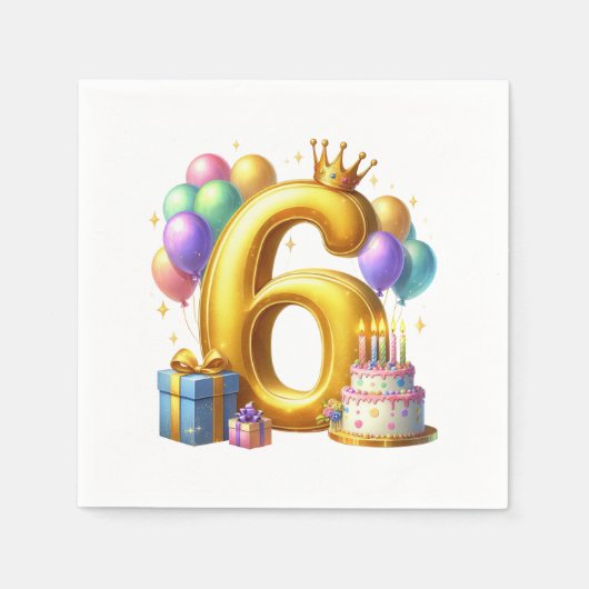 Gouden 6de verjaardag servet (Voorkant)