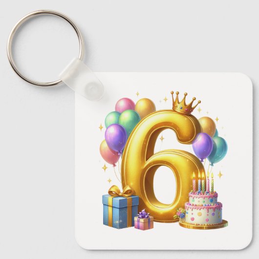 Gouden 6de verjaardag sleutelhanger (Voorkant)