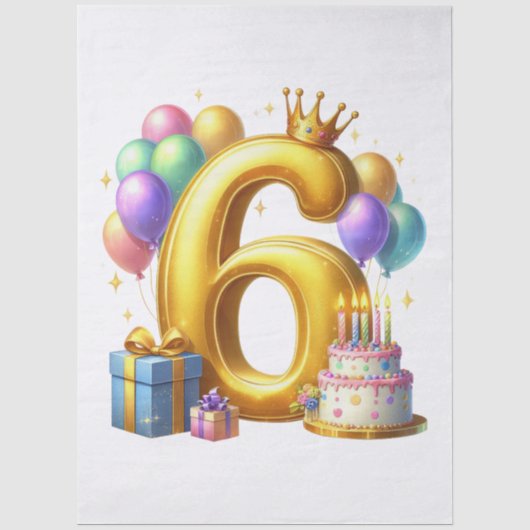 Gouden 6de verjaardag tissuepapier (Voorkant)