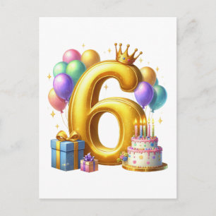 Gouden 6de verjaardag uitnodiging briefkaart