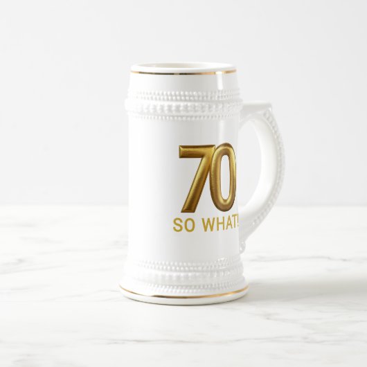 Gouden 70 Dus Wat Leuke Verjaardagsfeestje Bierpul (Voorkant rechts)