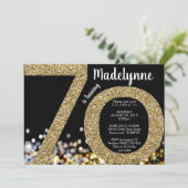 Gouden 70e verjaardag uitnodiging - 70e uitnodigin (Staand voorkant)