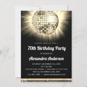 Gouden 70e verjaardagsfeest 70's Disco Bal Kaart