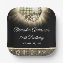 Gouden 70e verjaardagsfeestje 70's Disco Ball Papieren Bordje