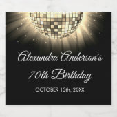 Gouden 70e verjaardagsfeestje 70's Disco Ball Sparkling Wijnetiket (Enkel label)