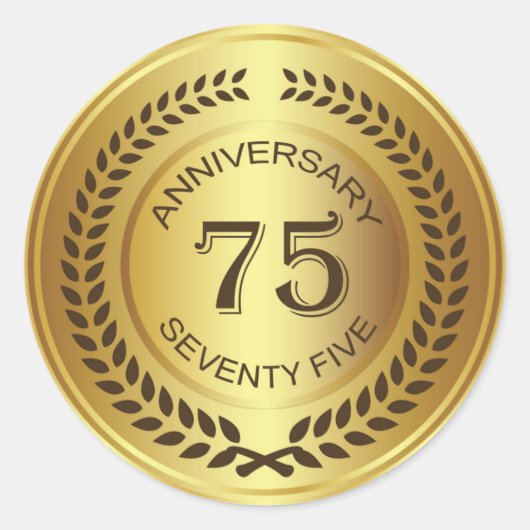 Gouden 75e Jubileum met laurierkrans Sticker (Voorkant)