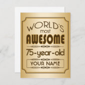 Gouden 75e verjaardag viering wereld Best Fabulous Uitnodiging Briefkaart (Voorkant / Achterkant)