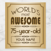 Gouden 75e verjaardag viering wereld Best Fabulous Wijn Etiket (Enkel label)