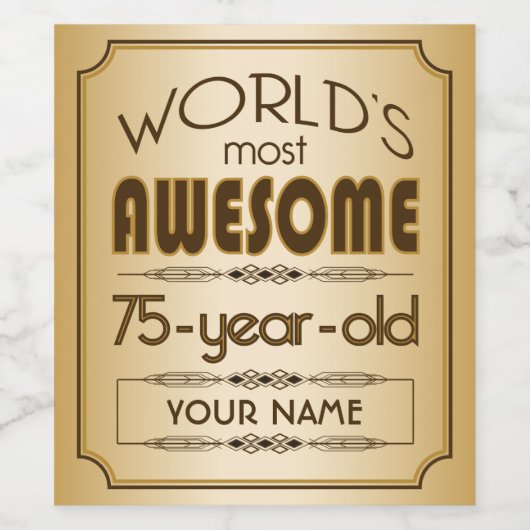 Gouden 75e verjaardag viering wereld Best Fabulous Wijn Etiket (Enkel label)