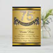 Gouden 75e verjaardagsfeestje kaart (Staand voorkant)
