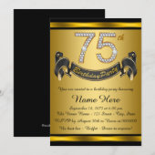 Gouden 75e verjaardagsfeestje kaart (Voorkant / Achterkant)