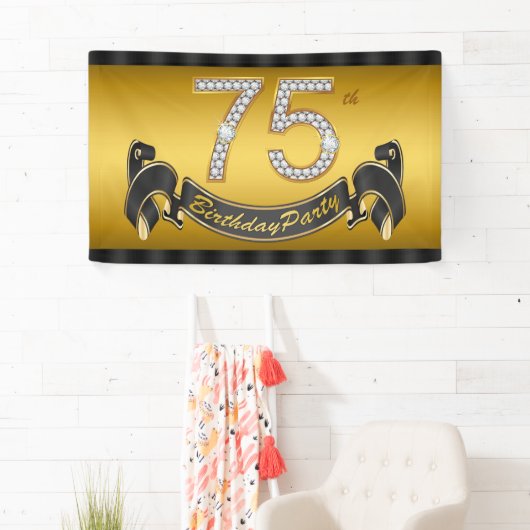 Gouden 75ste verjaardag spandoek (Insitu)