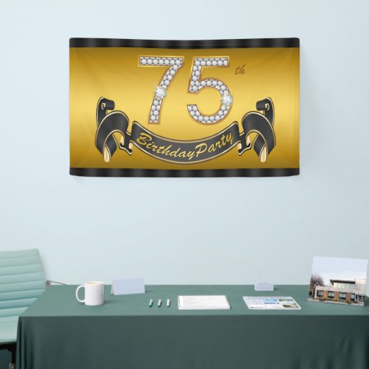 Gouden 75ste verjaardag spandoek (Beurs)