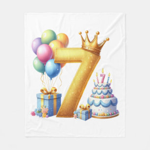 Gouden 7de verjaardag fleece deken