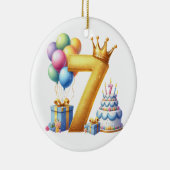 Gouden 7de verjaardag keramisch ornament (Rechts)