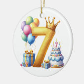 Gouden 7de verjaardag keramisch ornament (Links)