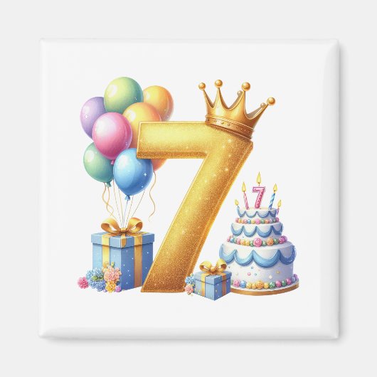 Gouden 7de verjaardag magneet (Voorkant)