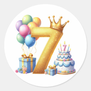 Gouden 7de verjaardag ronde sticker