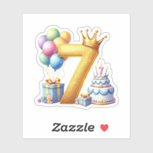 Gouden 7de verjaardag sticker
