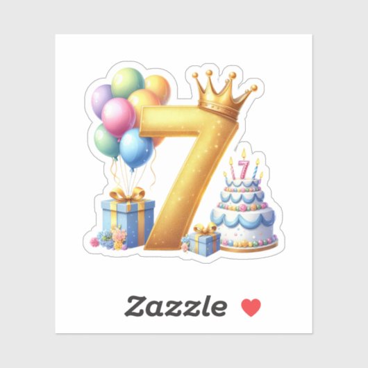 Gouden 7de verjaardag sticker (Vel)