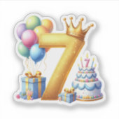 Gouden 7de verjaardag sticker (Voorkant)